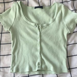 Brandy Melville green button up tee